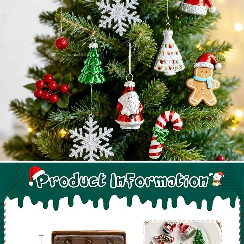 Glass Christmas Ornament Set, 9pcs Creative Snowman & Snowflake Pendants by House Of Avana