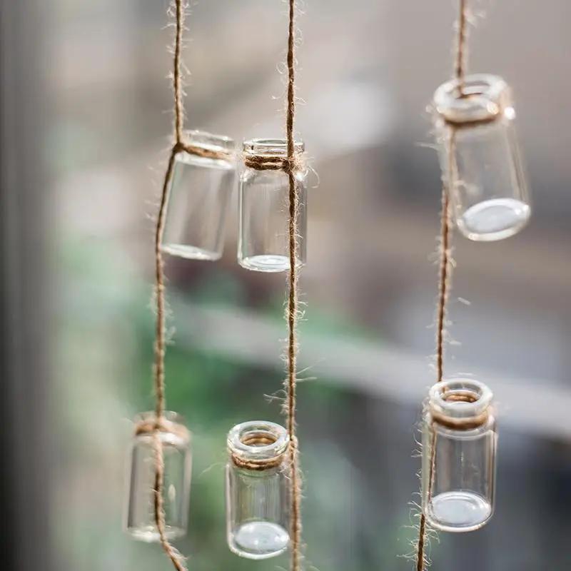Glass Planter Rope Hanging Small Planter 55" Long (Set of 3) by RusticReach