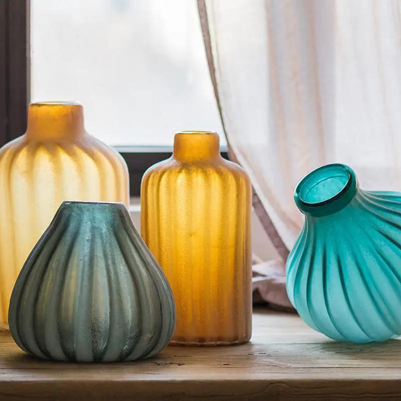 Glass Vase Hand Blown Frosted Art Glass by RusticReach