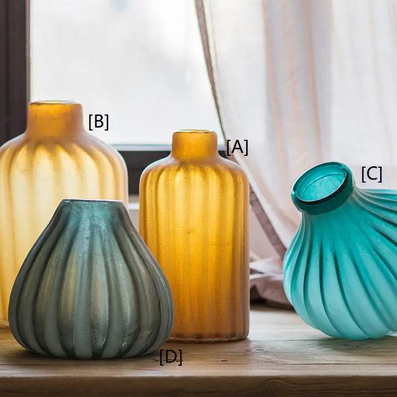 Glass Vase Hand Blown Frosted Art Glass by RusticReach
