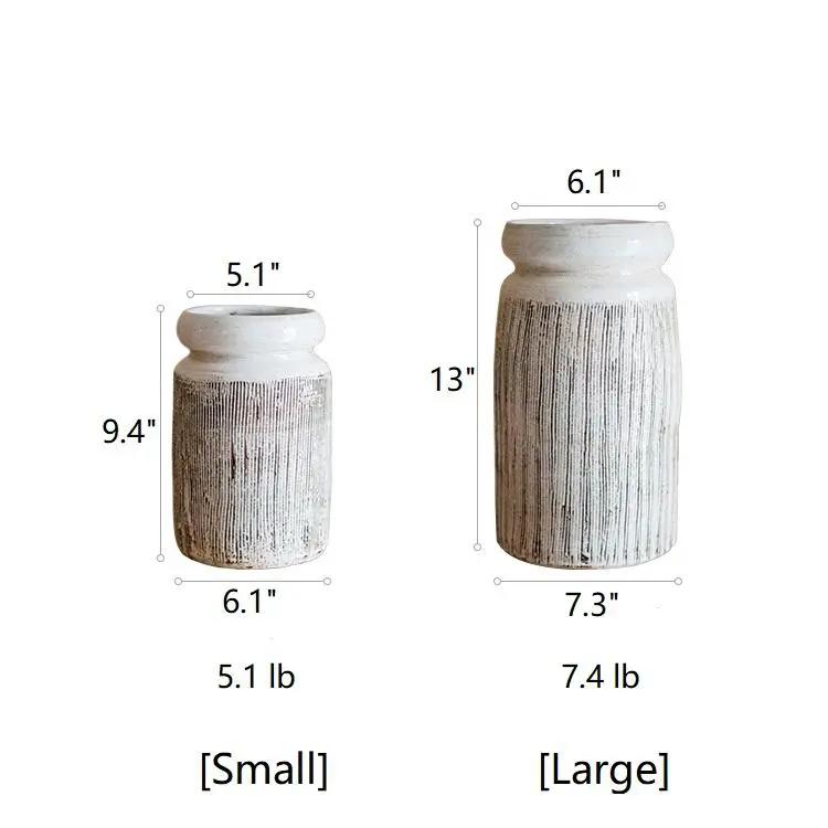 Glazed Ceramic Abstract Brown Stripe White Vase by RusticReach