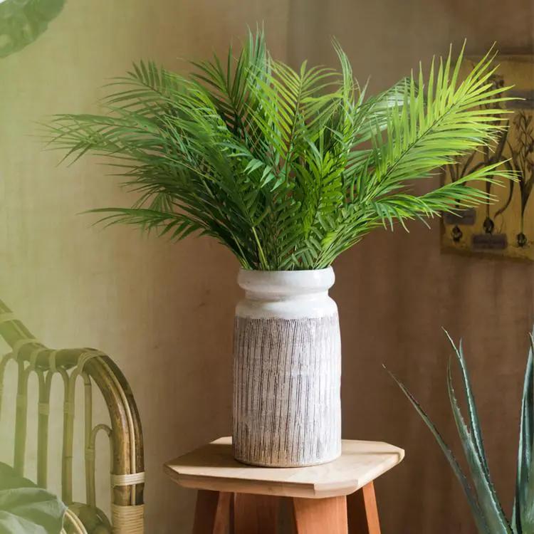 Glazed Ceramic Abstract Brown Stripe White Vase by RusticReach