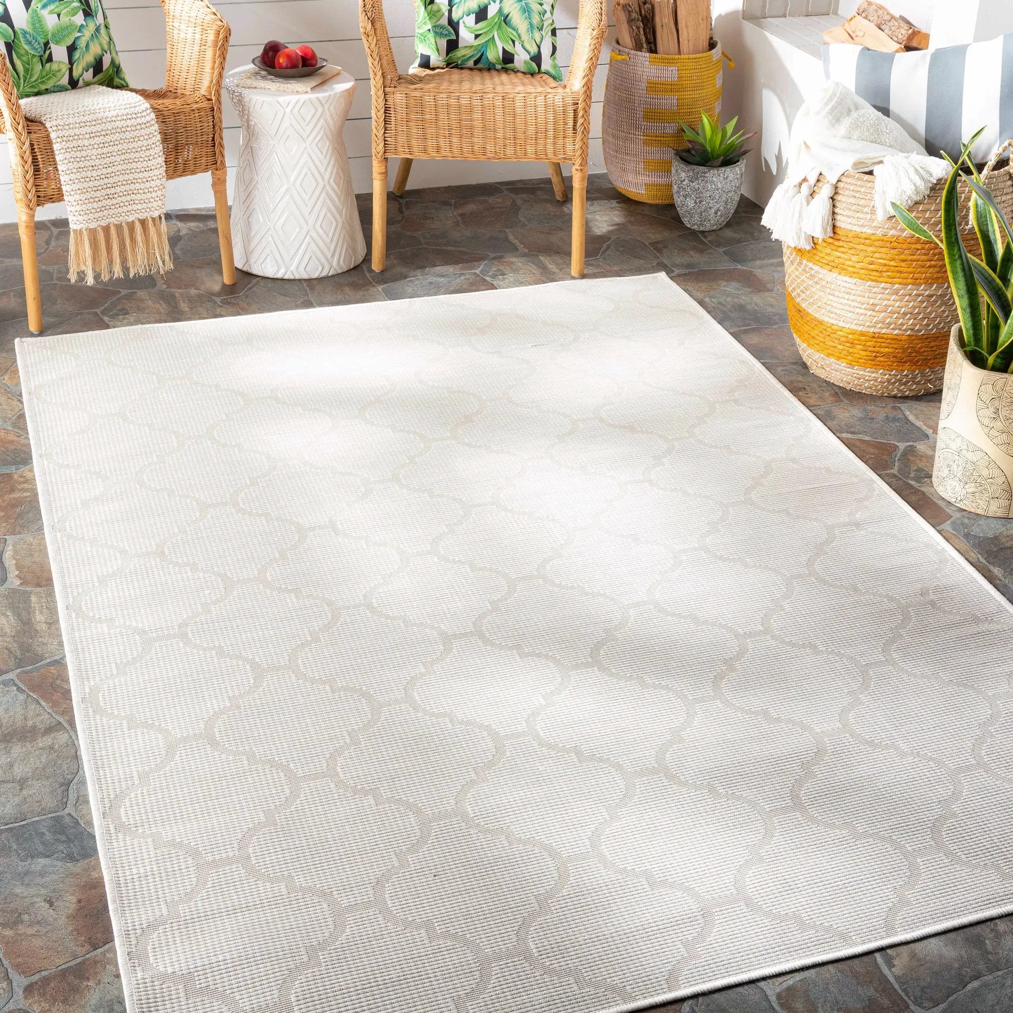 Cream Moolap Outdoor Rug - Clearance by Boutique Rugs