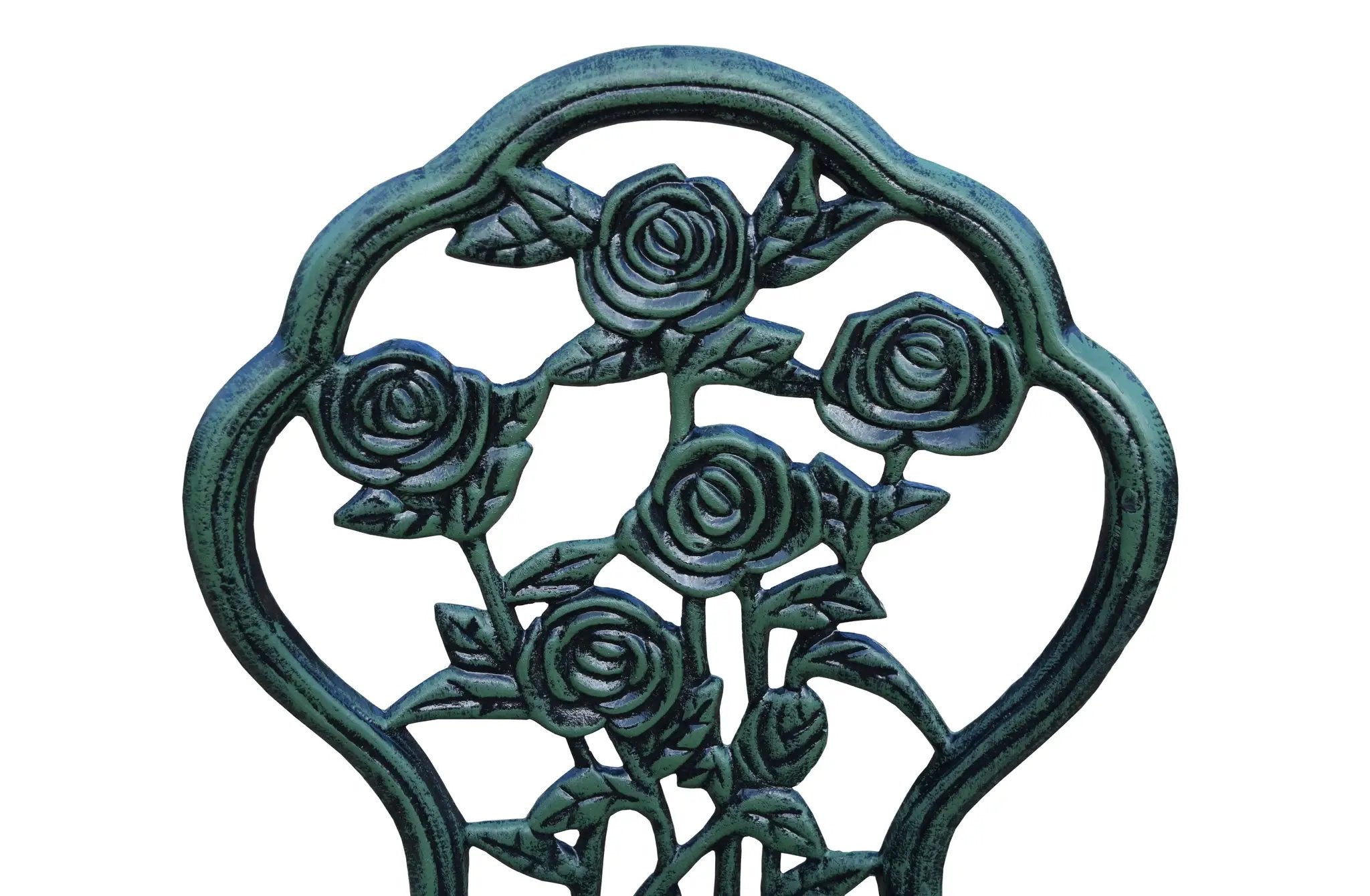 Cast Aluminum Metal Antique Green 3 Piece Patio Rose Bistro Set by Sharicks