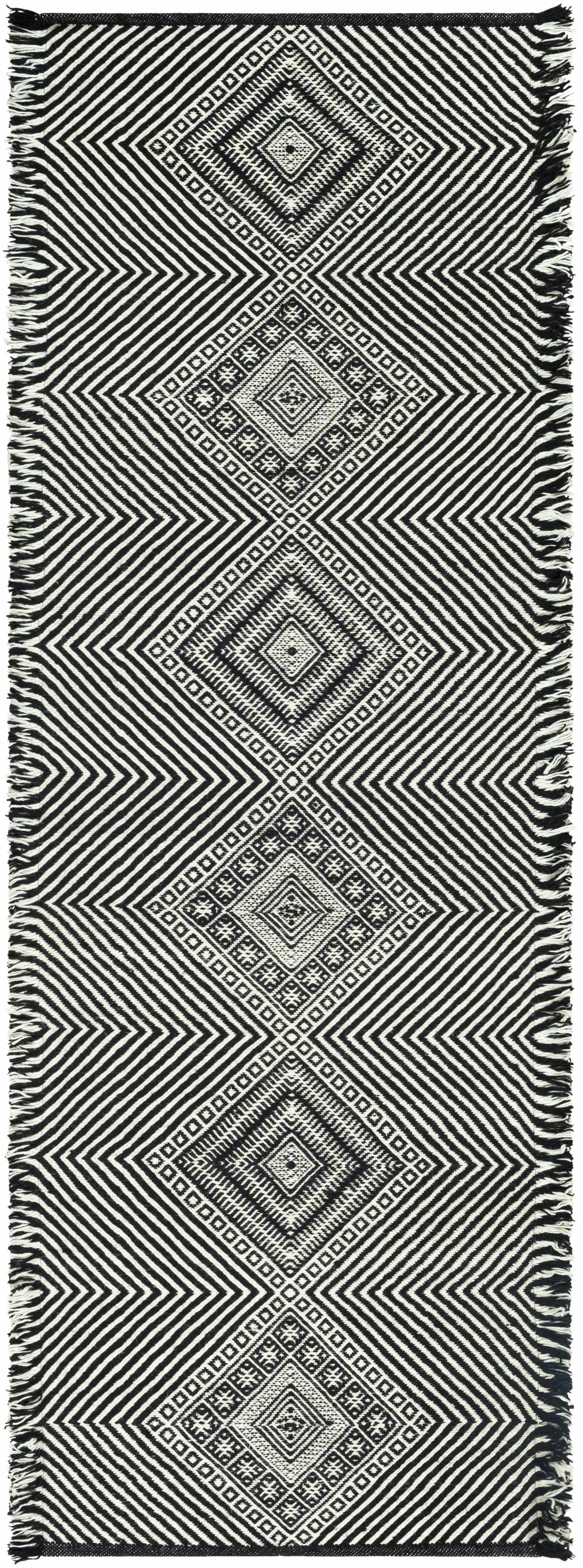 Eaglesham Black&White Flatweave Tassel Wool Rug - Clearance, photo 8 of 9