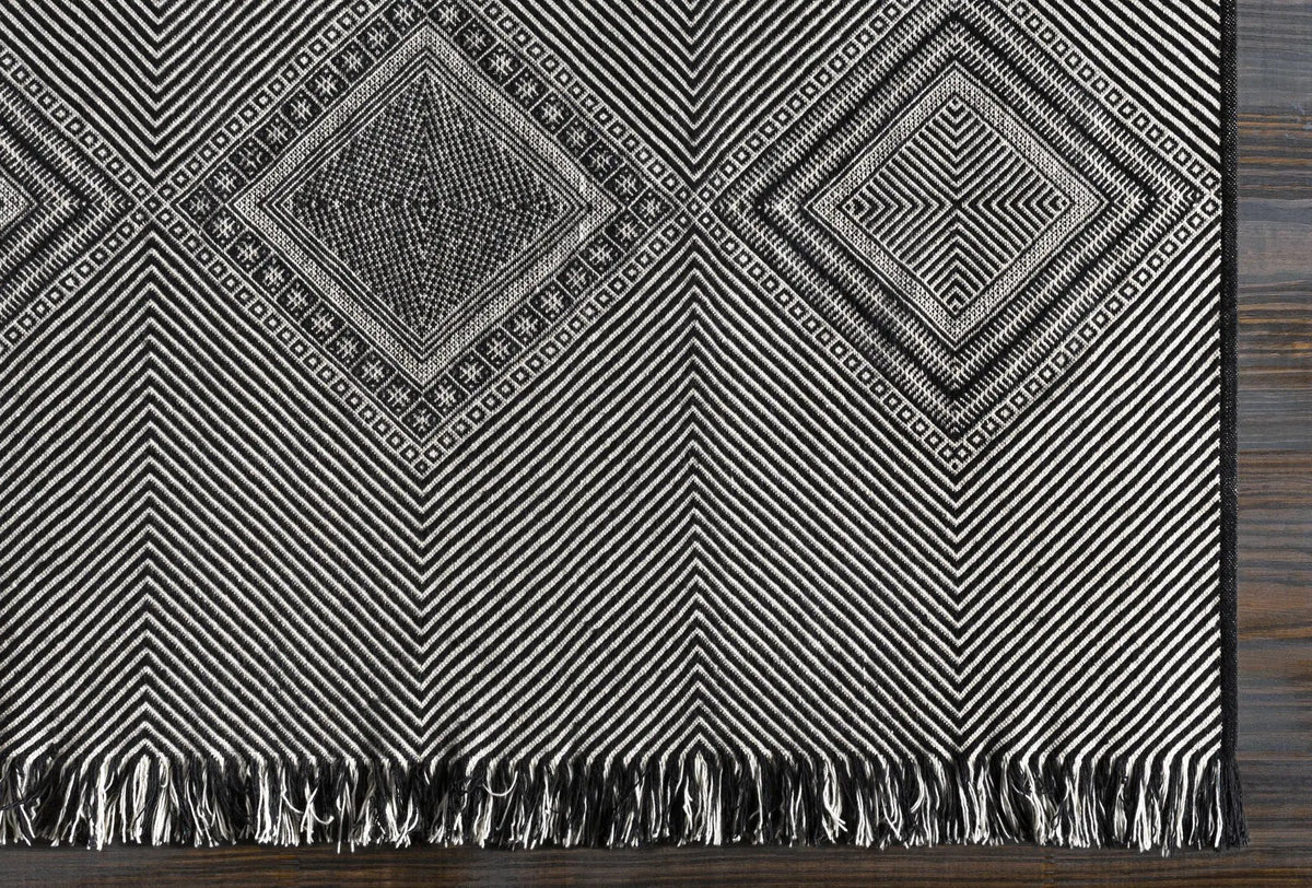 Eaglesham Black&White Flatweave Tassel Wool Rug - Clearance, photo 9 of 9