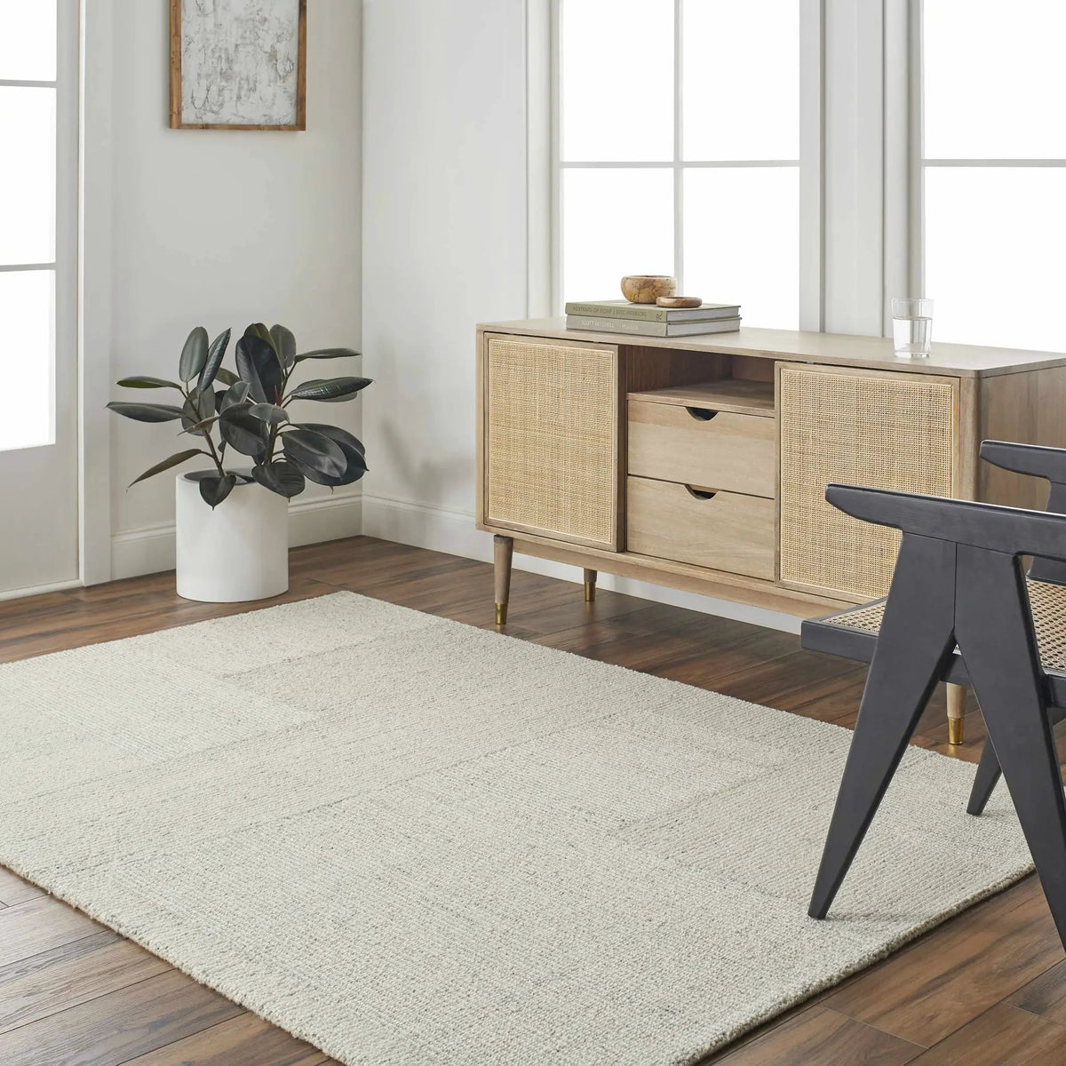 Gunda Area Rug, installed in a room