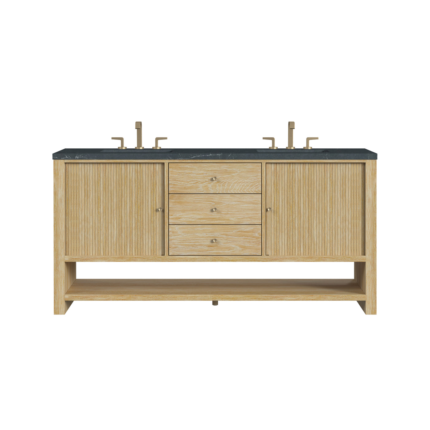 James Martin Marigot 72" Double Bathroom Vanity, Sunwashed Oak with Charcoal Soapstone countertop
