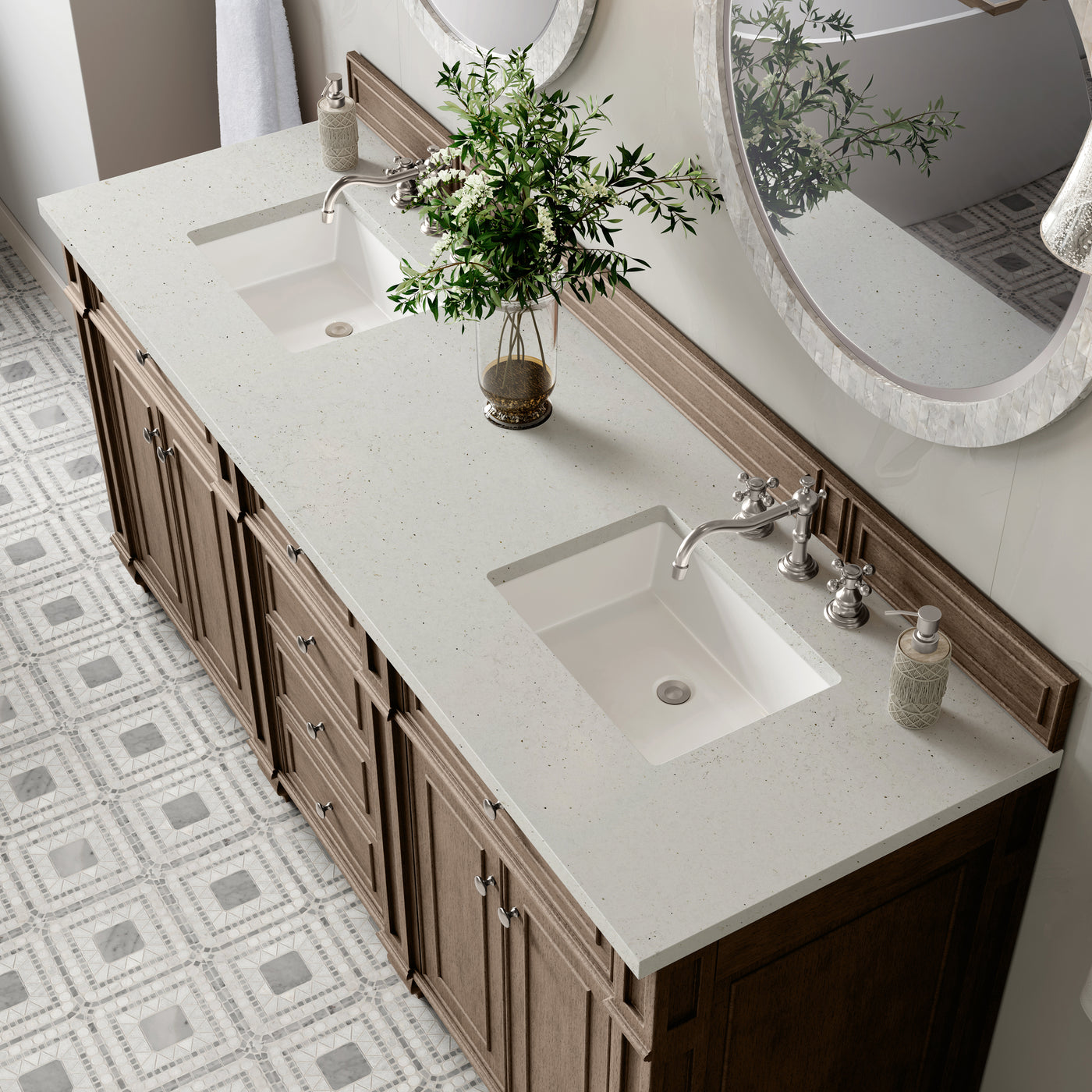 James Martin Bristol 72" Double Bathroom Vanity, Whitewashed Walnut, view 25