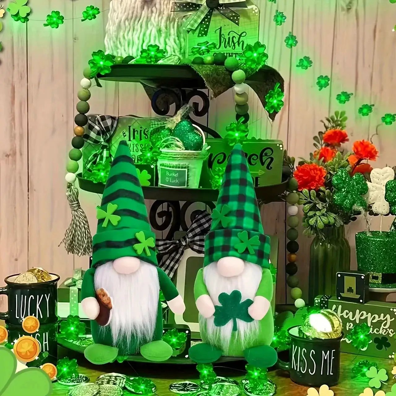 Gnome Decorations - Lucky Green Felt 2pcs by House Of Avana