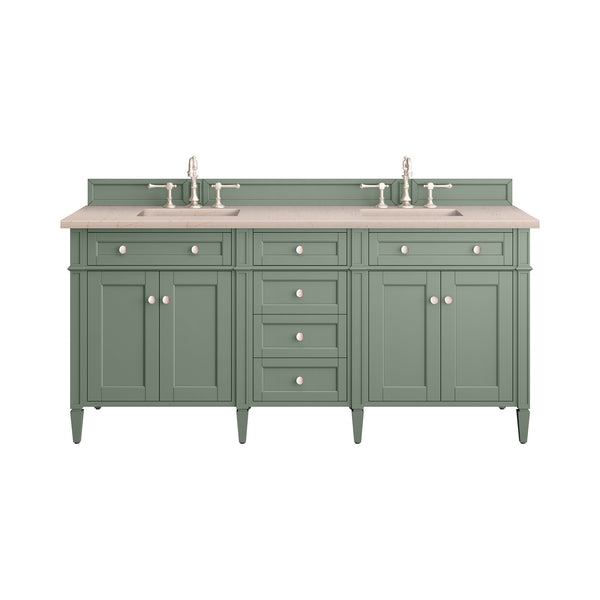 James Martin Brittany 72" Double Bathroom Vanity, Smokey Celadon