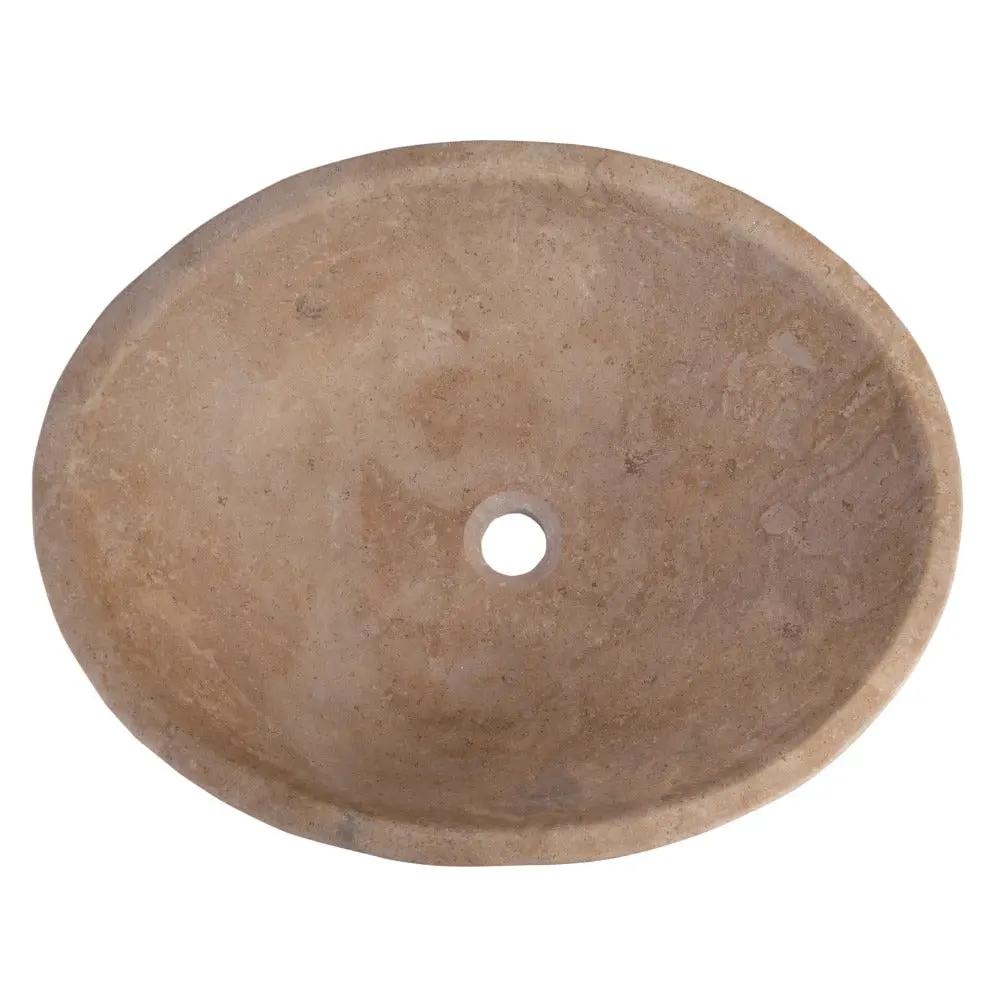 Walnut Travertine Natural Stone Bathroom Vessel Sink - Honed and Filled 16 x 20.5 x 6 by GobekDesign