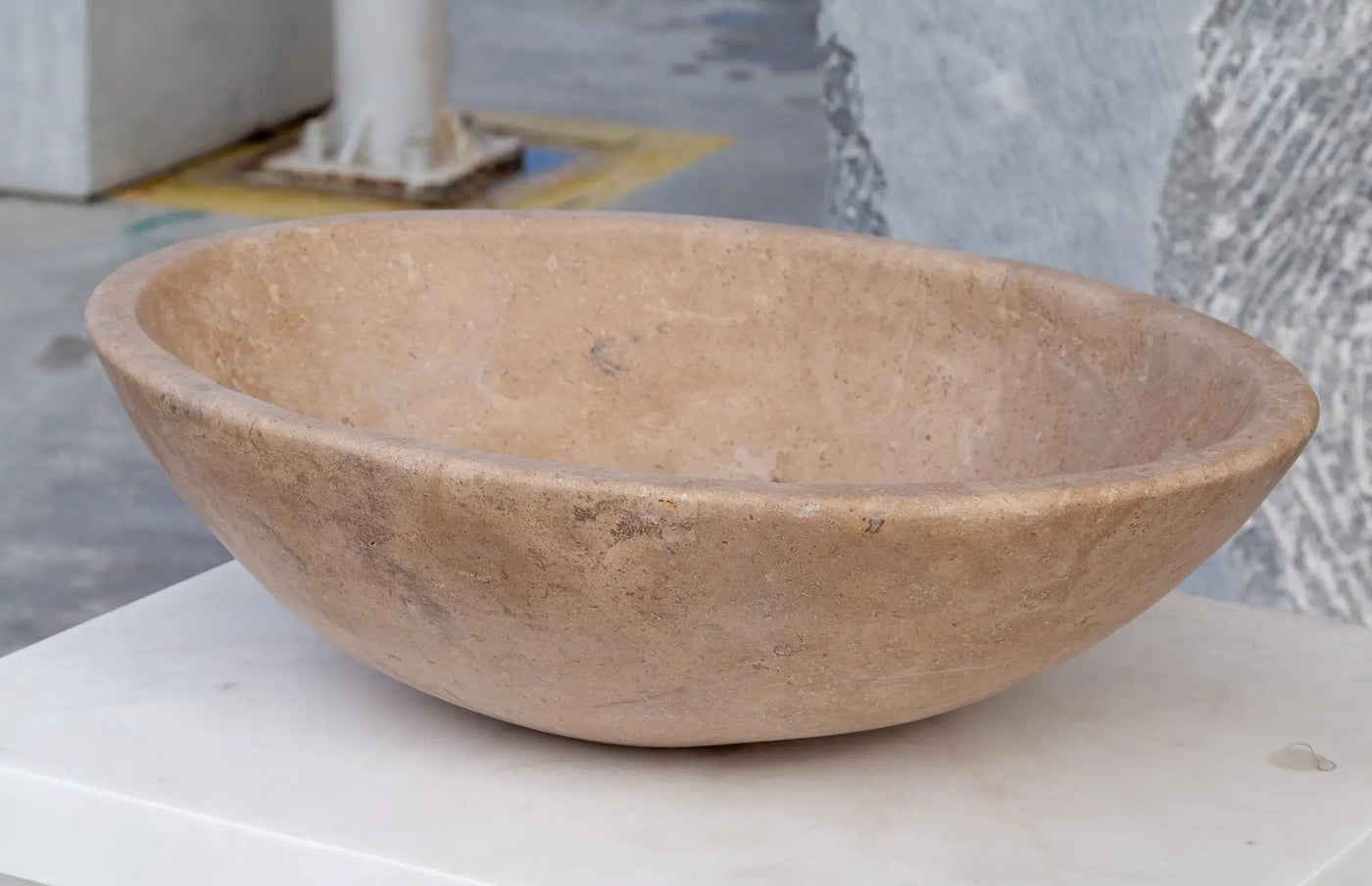 Walnut Travertine Natural Stone Bathroom Vessel Sink - Honed and Filled 16 x 20.5 x 6 by GobekDesign
