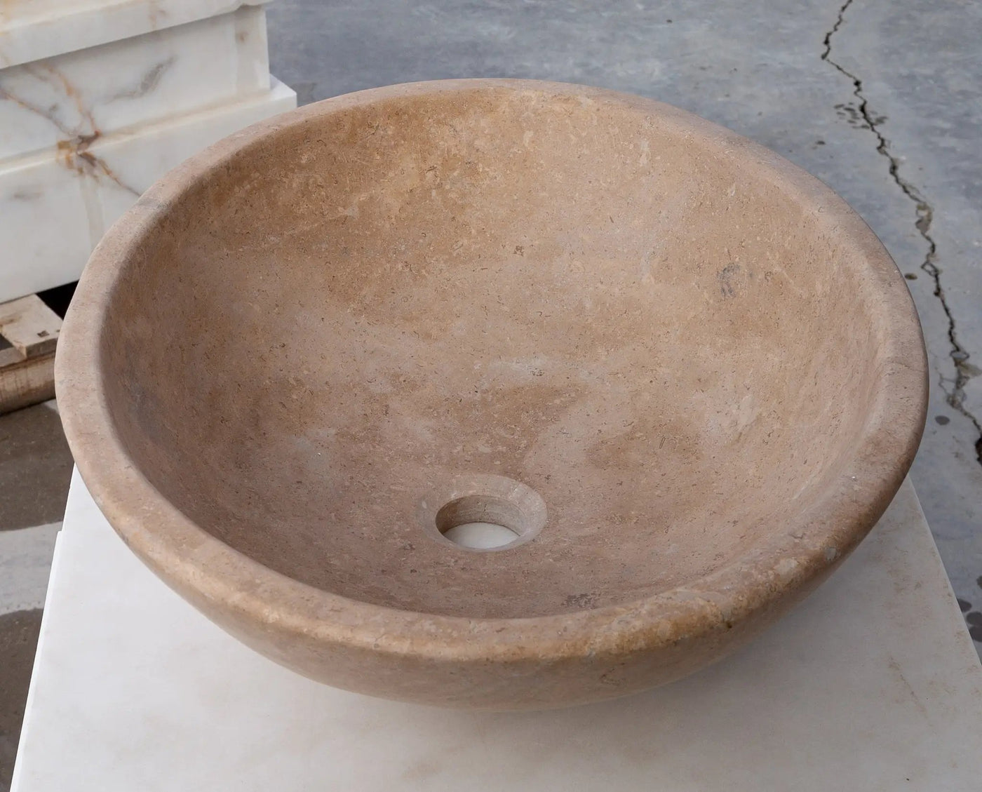 Walnut Travertine Natural Stone Bathroom Vessel Sink - Honed and Filled 16 x 20.5 x 6 by GobekDesign
