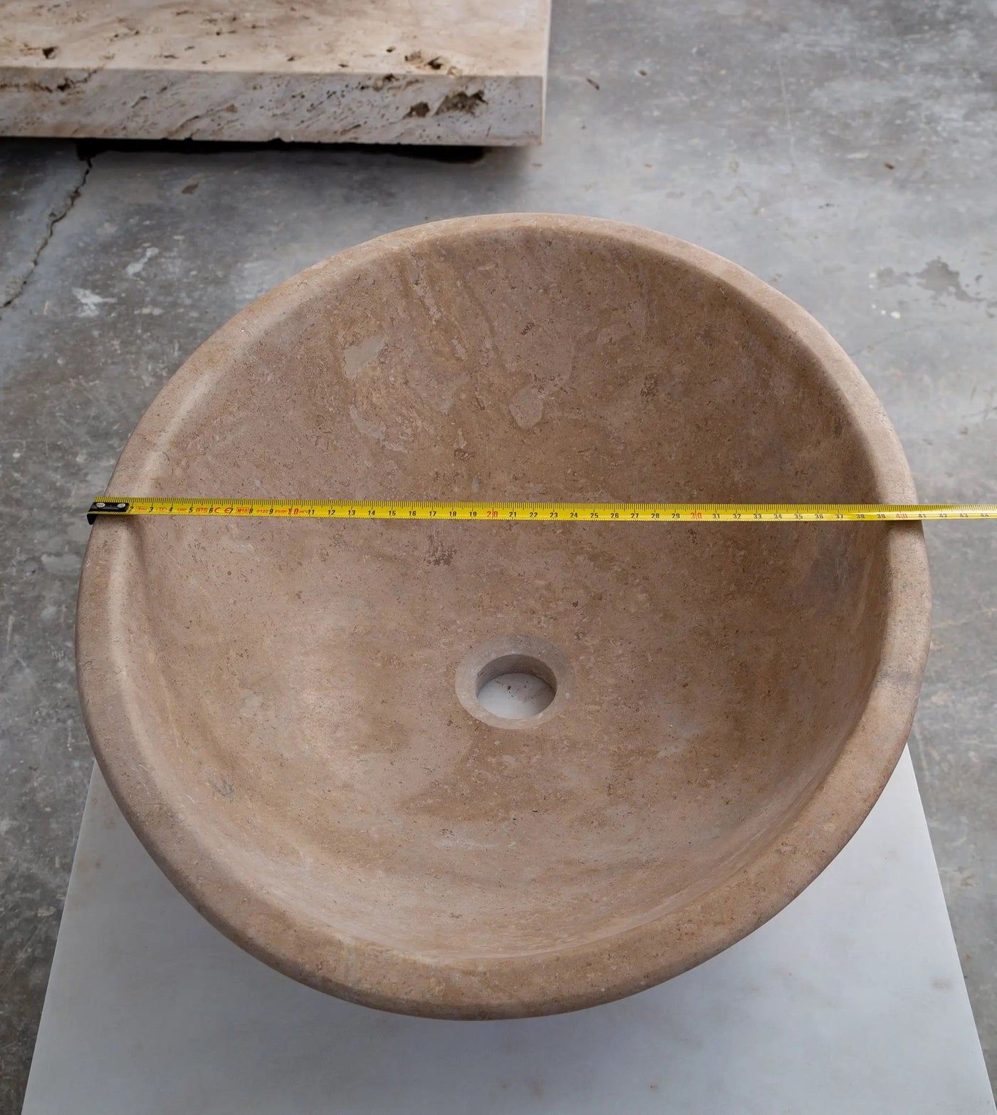 Walnut Travertine Natural Stone Bathroom Vessel Sink - Honed and Filled 16 x 20.5 x 6 by GobekDesign