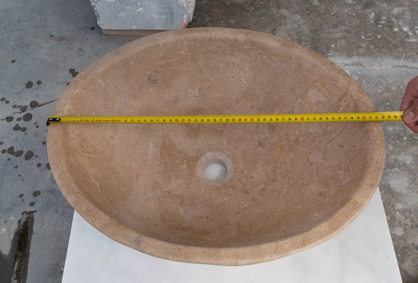 Walnut Travertine Natural Stone Bathroom Vessel Sink - Honed and Filled 16 x 20.5 x 6 by GobekDesign