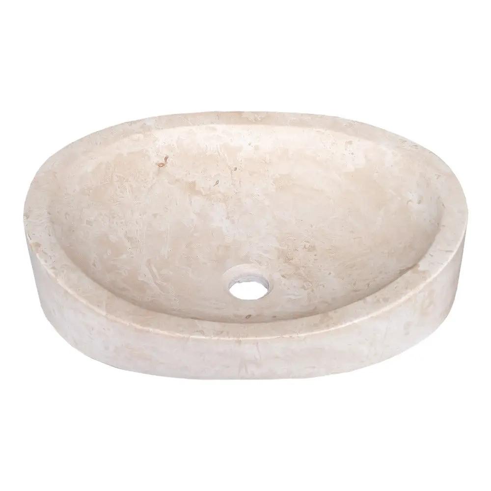 Light Travertine Honed and Filled Vessel Sink Natural Stone 16 x 21.5 x 6 Inches by GobekDesign