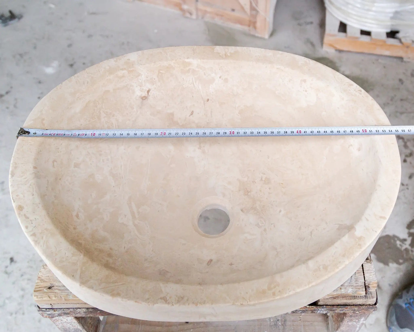 Light Travertine Honed and Filled Vessel Sink Natural Stone 16 x 21.5 x 6 Inches by GobekDesign