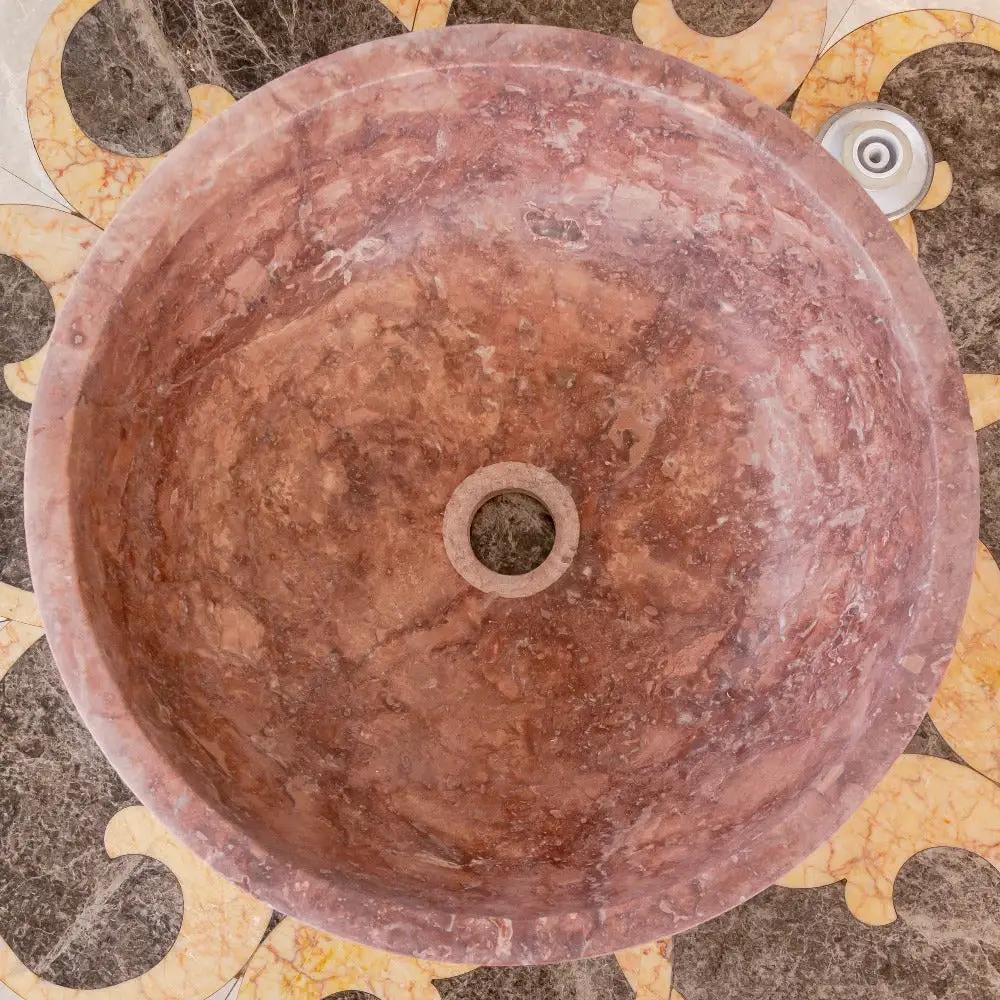 Premium Red Travertine Natural Stone Vessel Sink Honed Matte 16x6 by GobekDesign