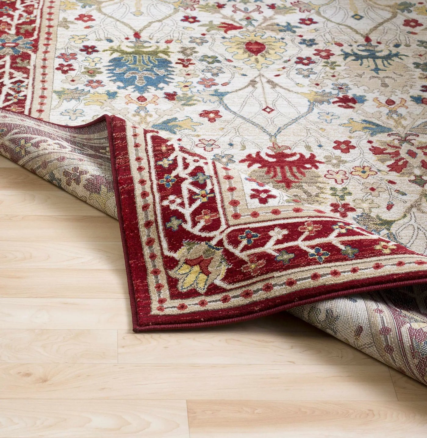 Neola White/Red Damask Area Rug by Boutique Rugs