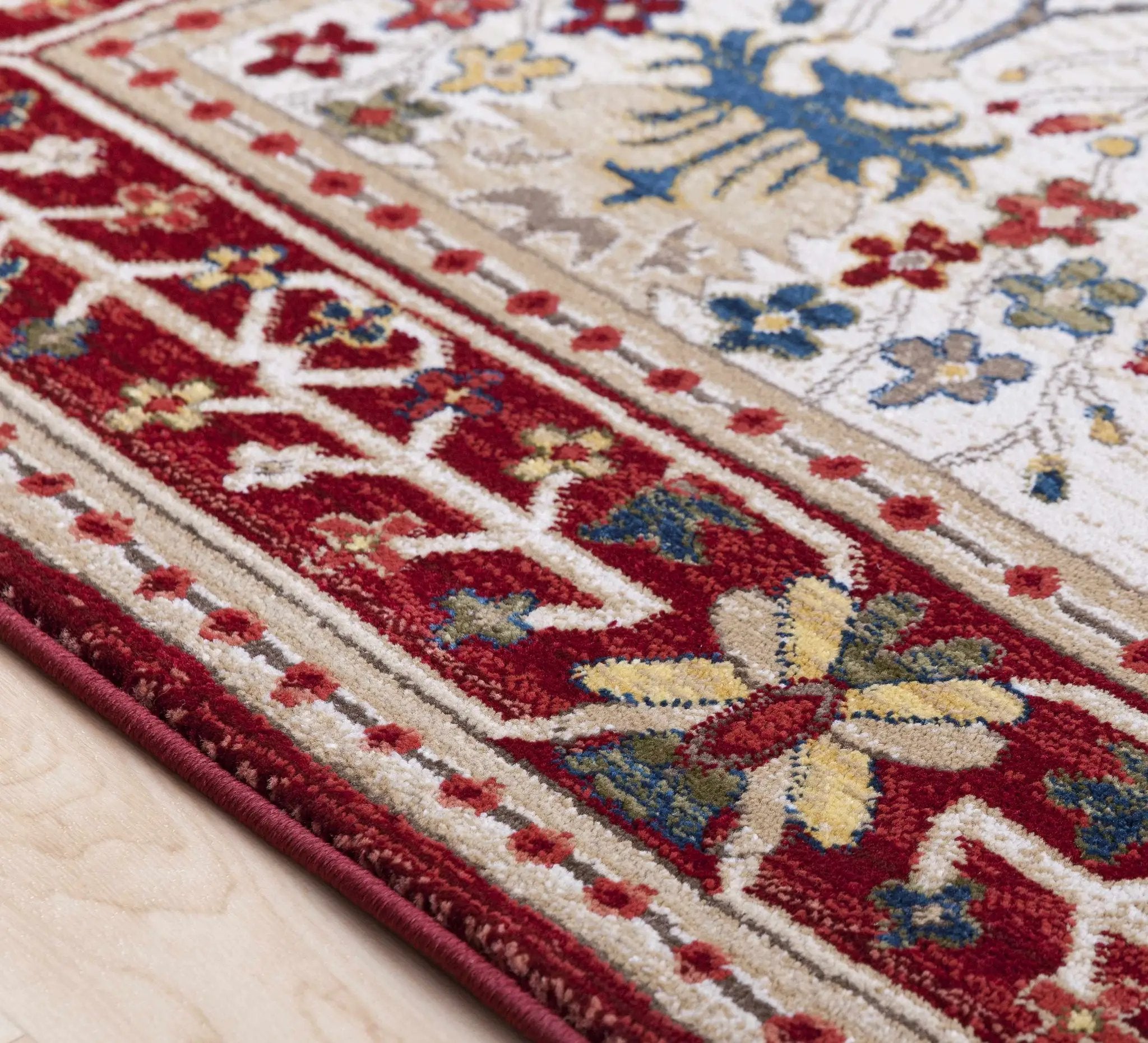 Neola White/Red Damask Area Rug by Boutique Rugs