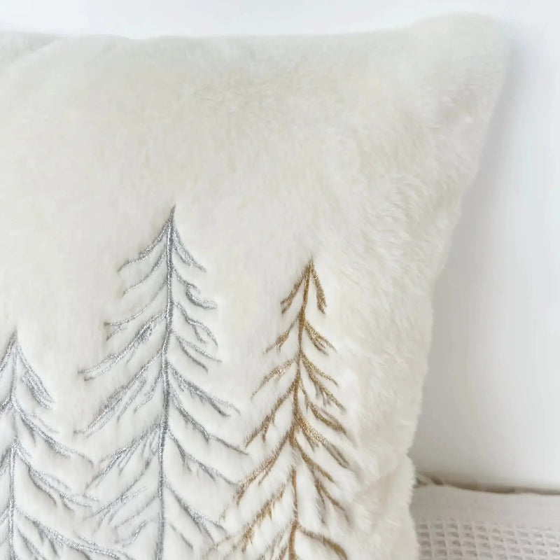 Gold Embroidered Christmas Tree Pillow Cover - Luxury Velvet Decorative Pillowcase by House Of Avana
