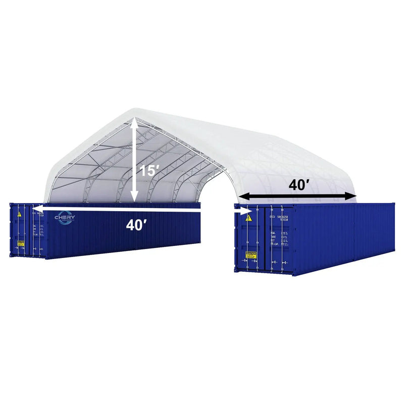 40'x40'x15' Double Truss Peak Container Canopy Shelter by Chery Industrial