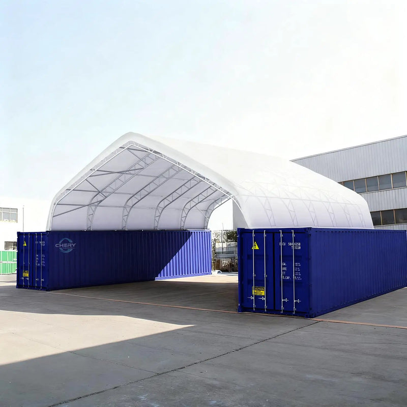 40'x40'x15' Double Truss Peak Container Canopy Shelter by Chery Industrial