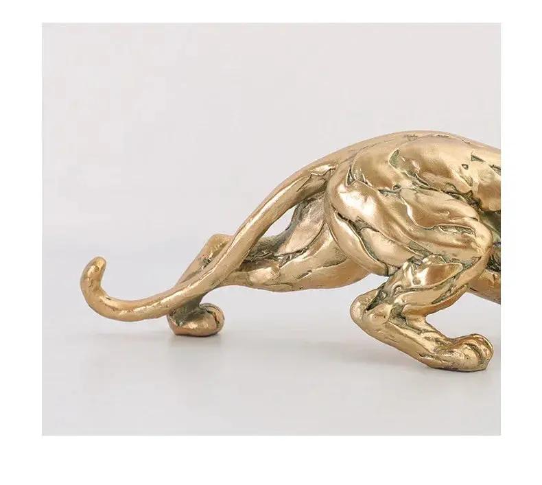 Abstract Gold Panther Sculpture Modern Muscular Animal Figurine by House Of Avana