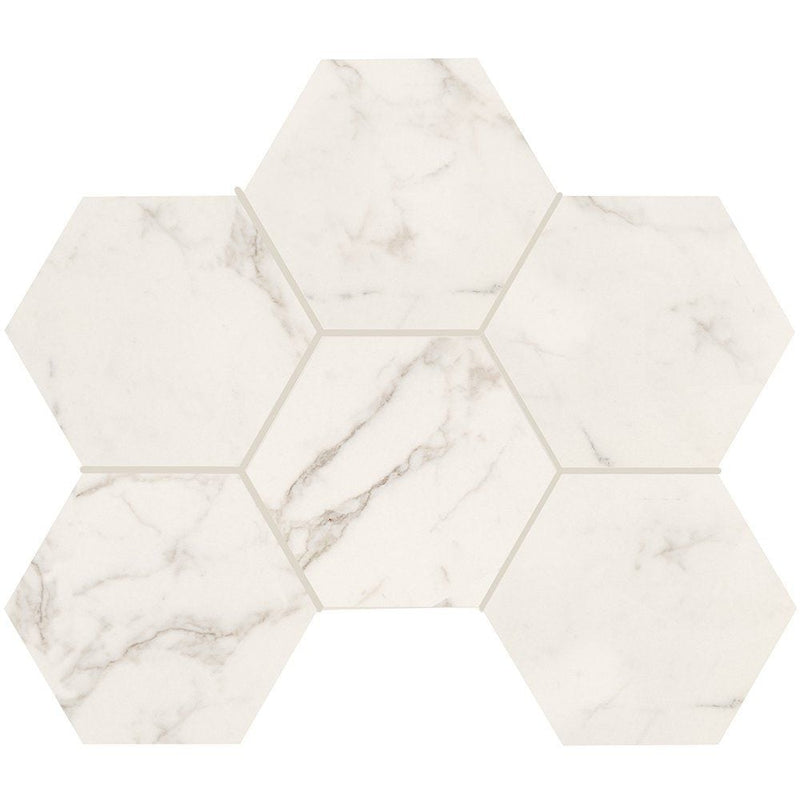 Gold Statuary Honed Hexagon Marble Look Porcelain Mosaics 12x16 1/3 Porcelain Honed 12x18 Mosaics