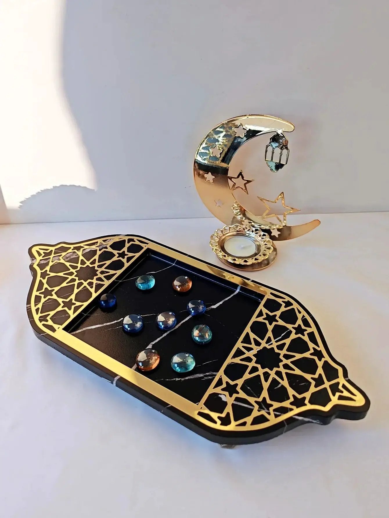 Golden Acrylic Tray - Ramadan Lantern Storage by House Of Avana