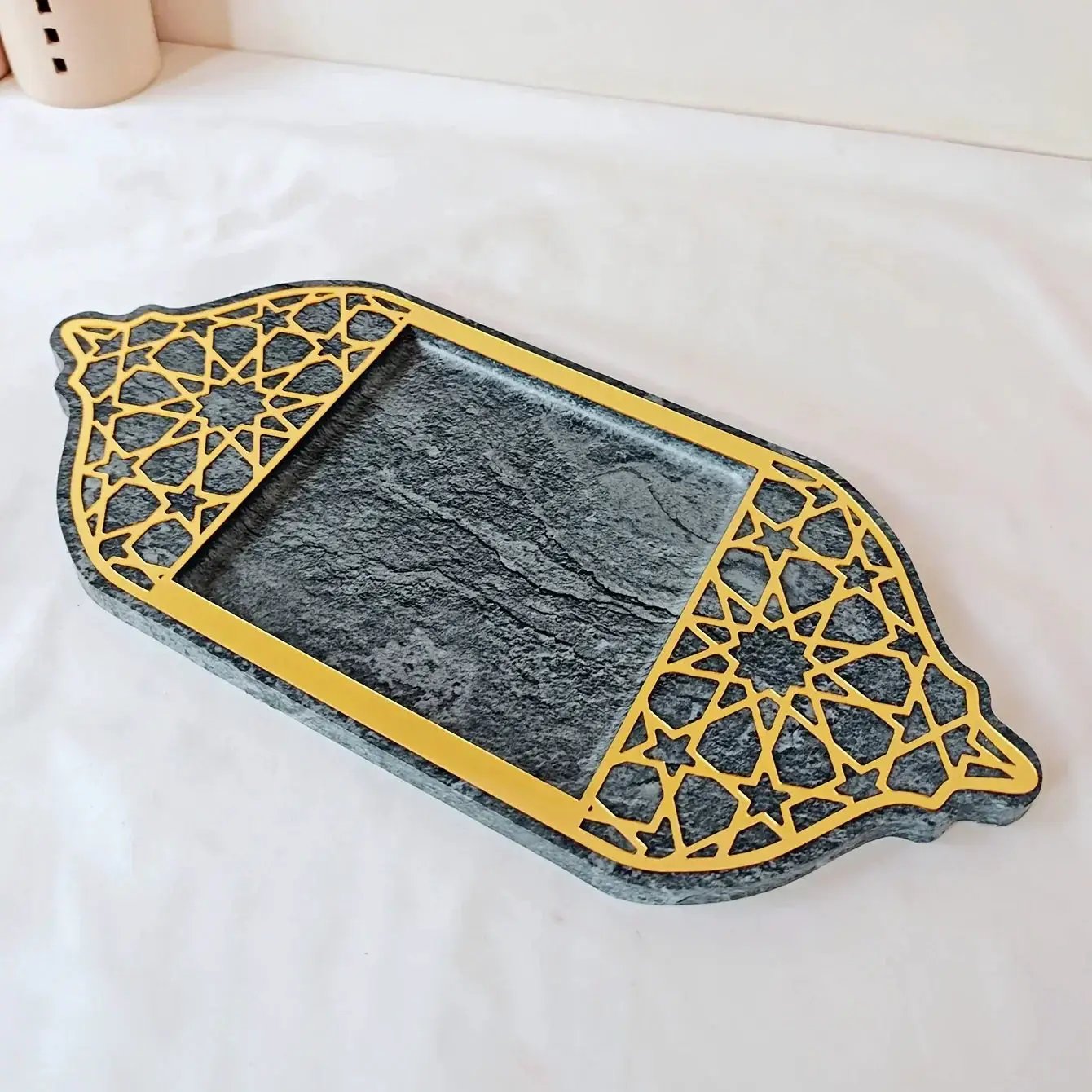 Golden Acrylic Tray - Ramadan Lantern Storage by House Of Avana