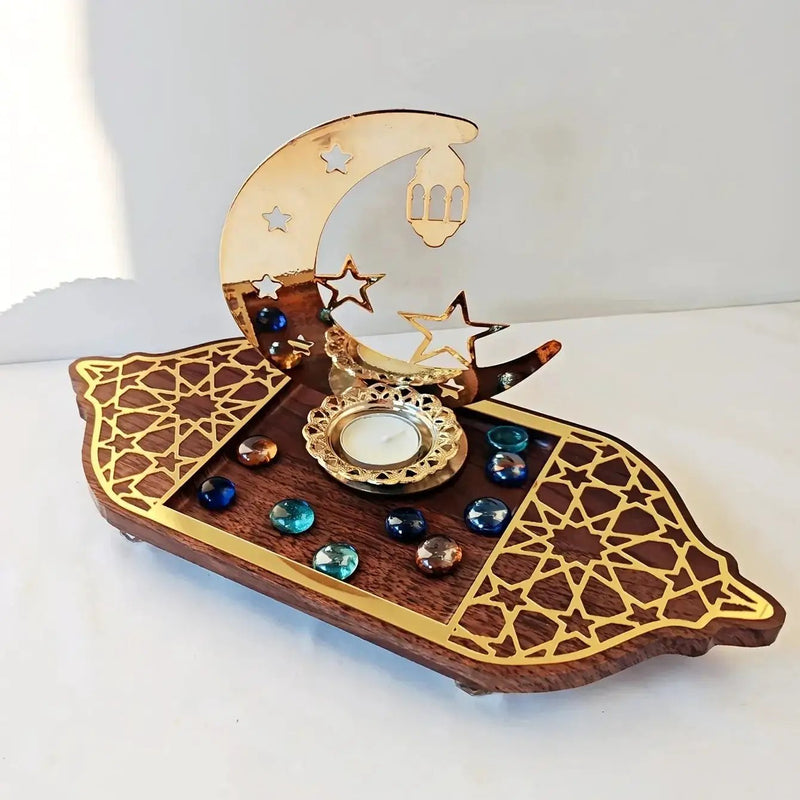 Golden Acrylic Tray - Ramadan Lantern Storage by House Of Avana