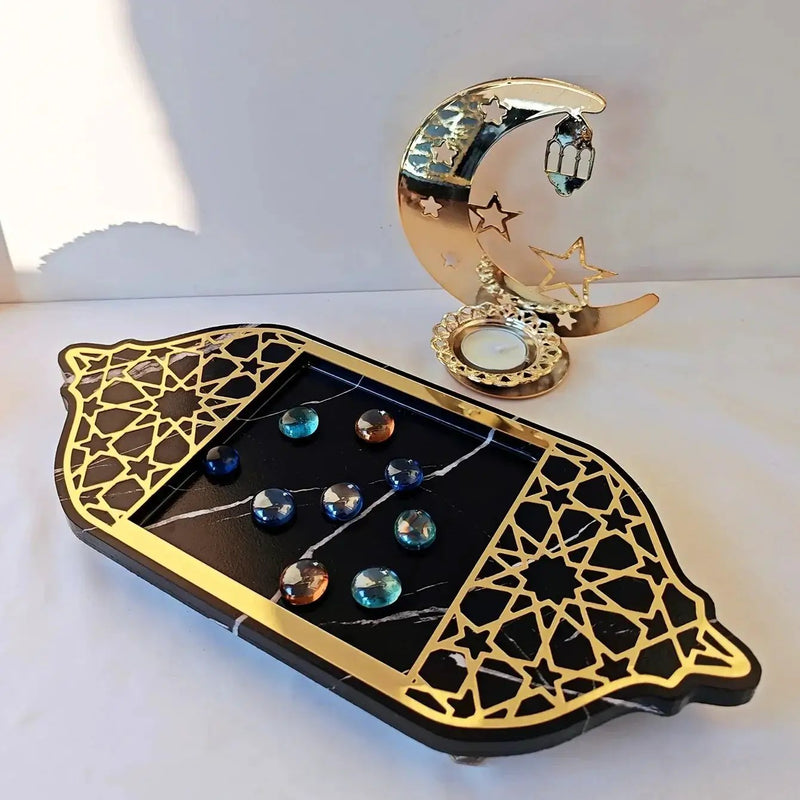 Golden Acrylic Tray - Ramadan Lantern Storage by House Of Avana