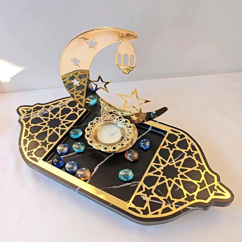 Golden Acrylic Tray - Ramadan Lantern Storage by House Of Avana