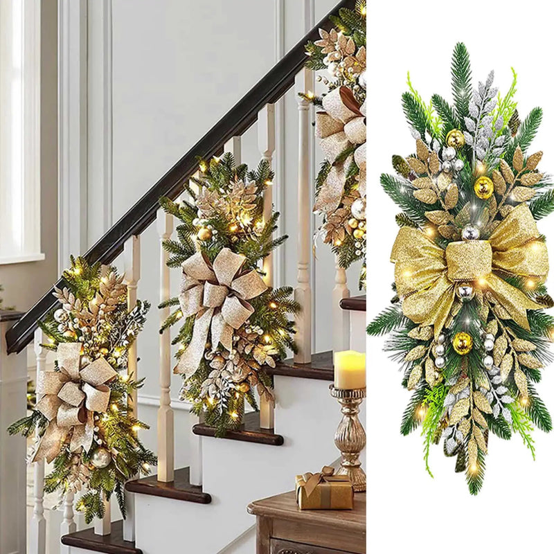 Golden Christmas Decorations 24inch Staircase and Window Ornaments by House Of Avana