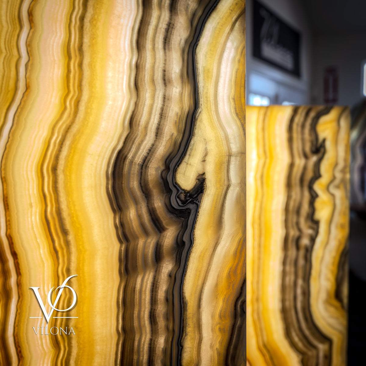Golden Cloud Onyx Floor Lamp - Pair - Large - 63-67"H x 12-12"W - Square, photo 10 of 14
