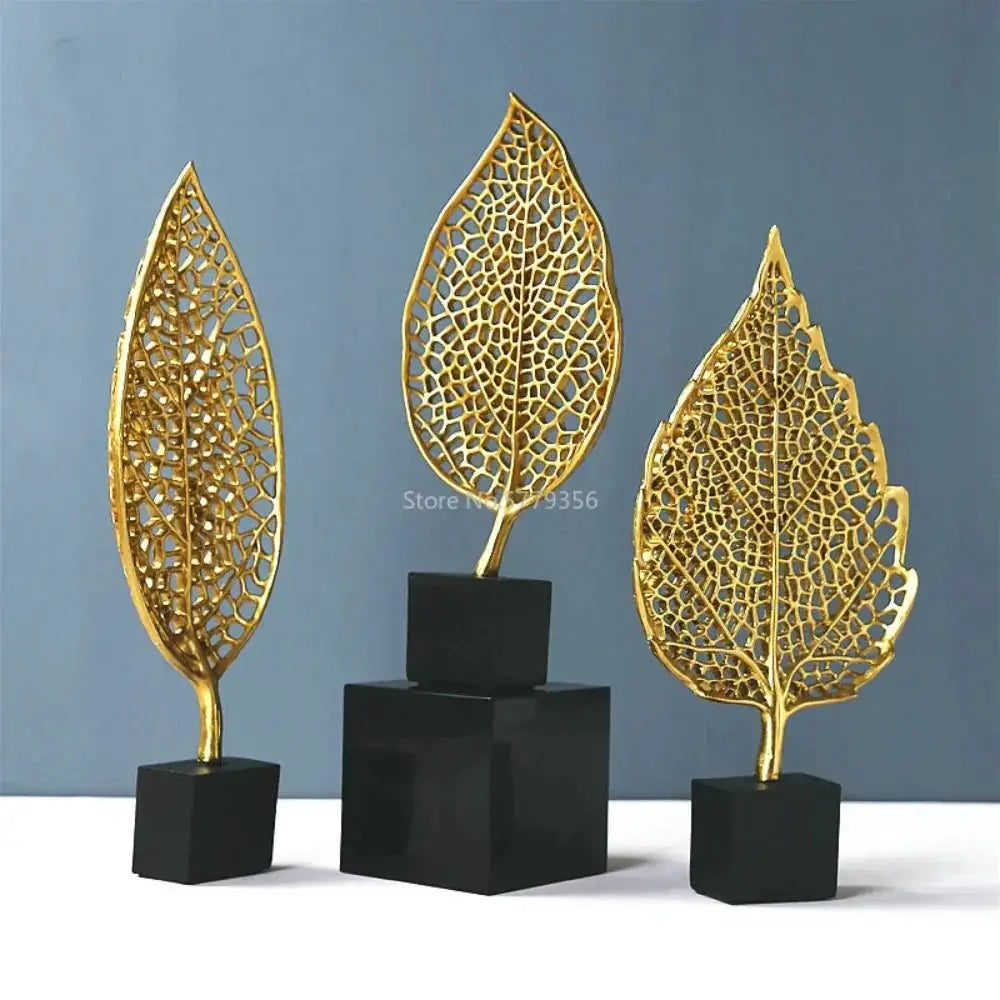 Golden Leaf Tabletop Sculpture by House Of Avana