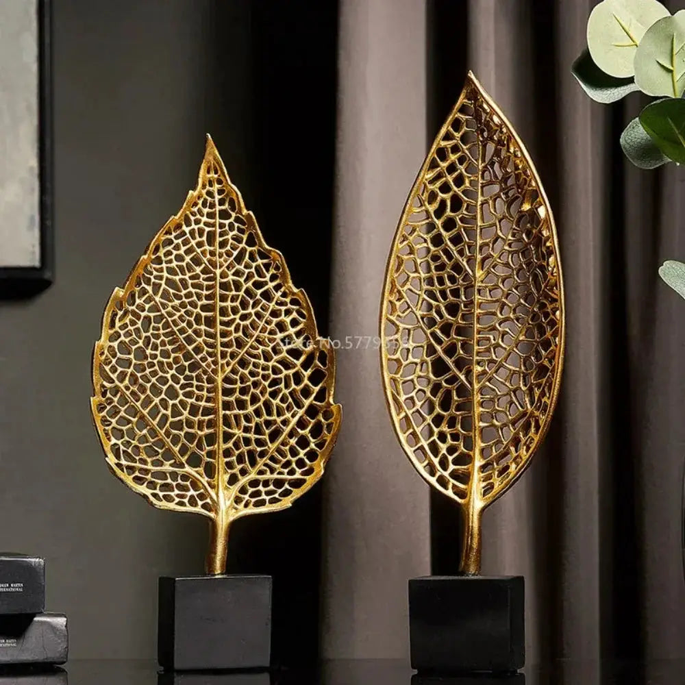Golden Leaf Tabletop Sculpture by House Of Avana