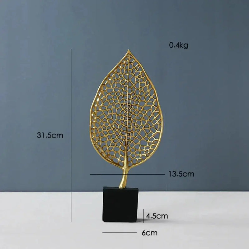 Golden Leaf Tabletop Sculpture by House Of Avana