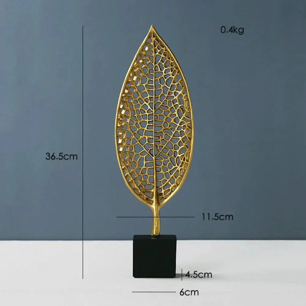 Golden Leaf Tabletop Sculpture by House Of Avana