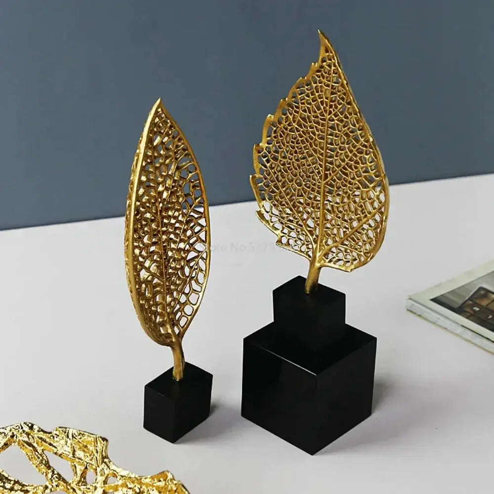 Golden Leaf Tabletop Sculpture by House Of Avana
