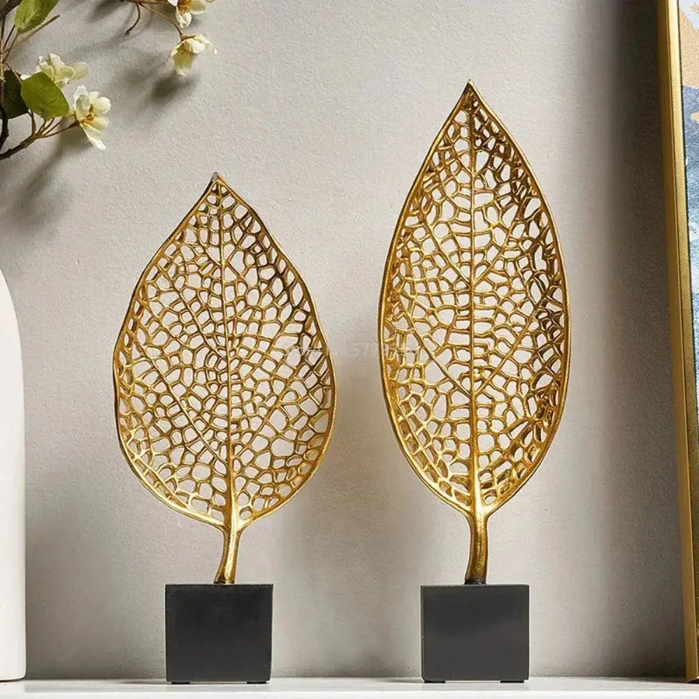 Golden Leaf Tabletop Sculpture by House Of Avana