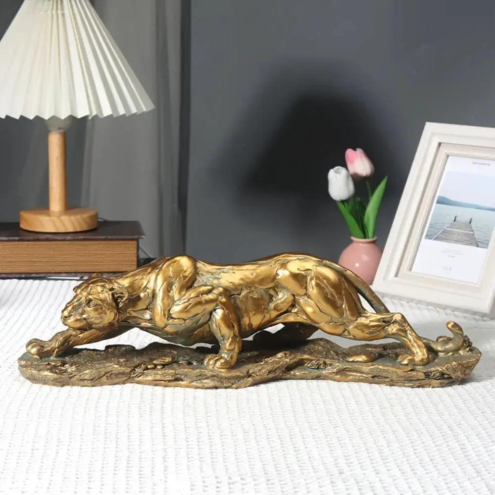 Golden Leopard Statue by House Of Avana