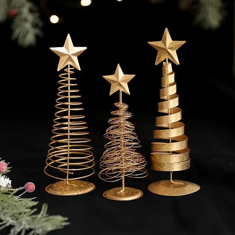 Golden Metal 3-Piece Scandinavian Christmas Decor Set by House Of Avana
