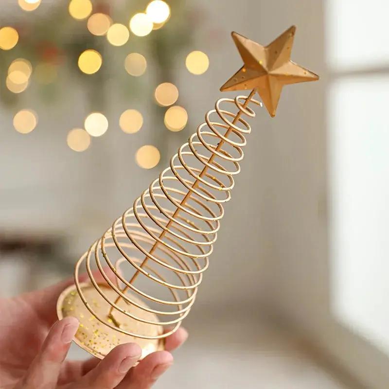 Golden Metal 3-Piece Scandinavian Christmas Decor Set by House Of Avana