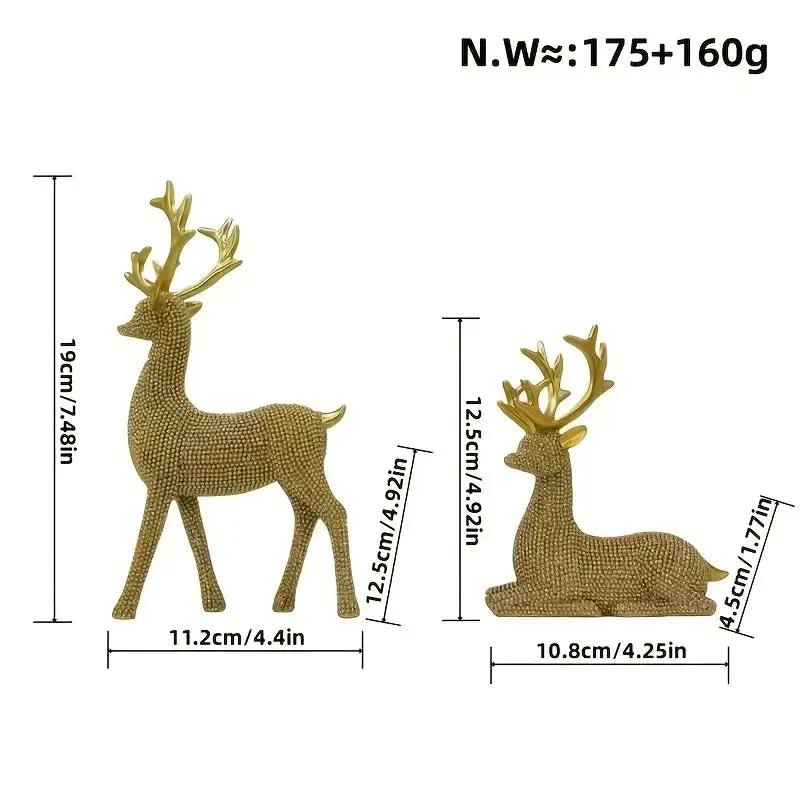 Golden Reindeer Christmas Decor Set of 2 Beads by House Of Avana