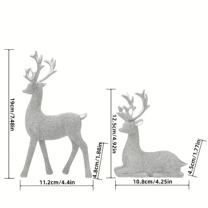 Golden Reindeer Christmas Decor Set of 2 Beads by House Of Avana