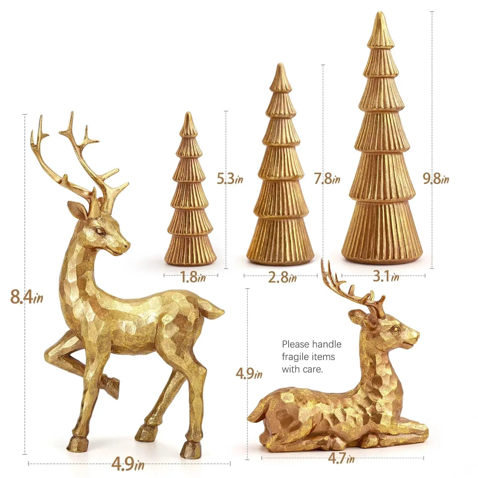 Golden Reindeer Figurine Rustic Christmas Decoration by House Of Avana