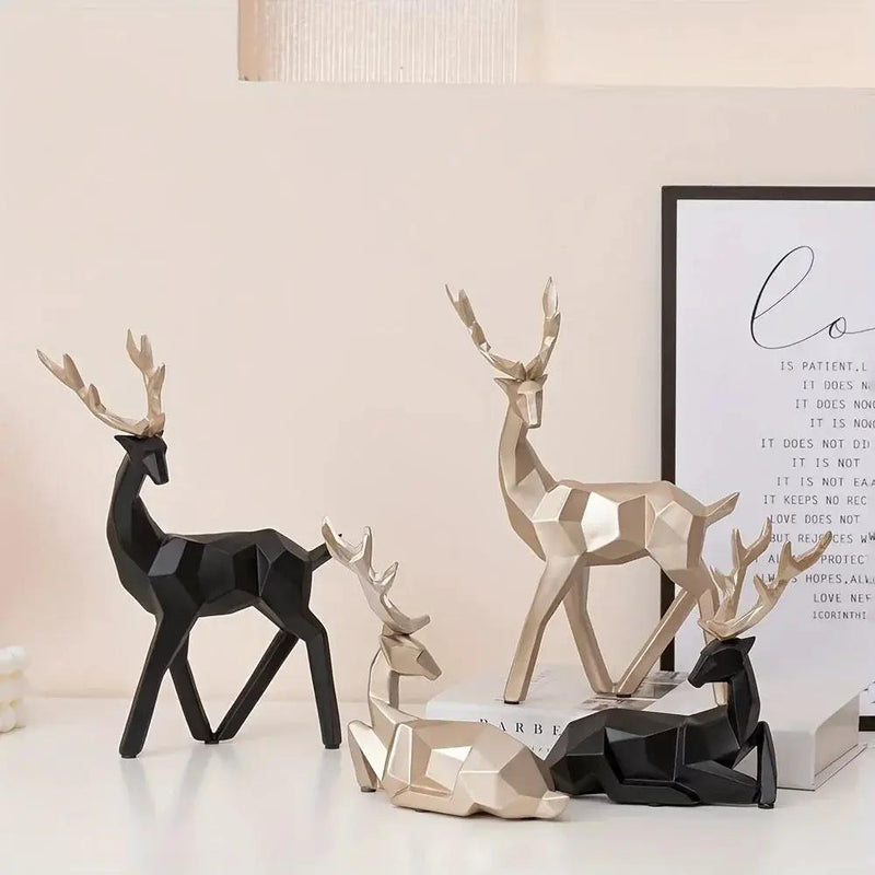 Golden Resin Deer Sculpture with Modern Christmas Decor by House Of Avana